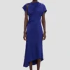 Asymmetrische jurk met twist in helder indigo Asymmetrische jurk met twist in helder indigo