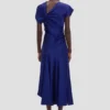 Asymmetrische jurk met twist in helder indigo Asymmetrische jurk met twist in helder indigo
