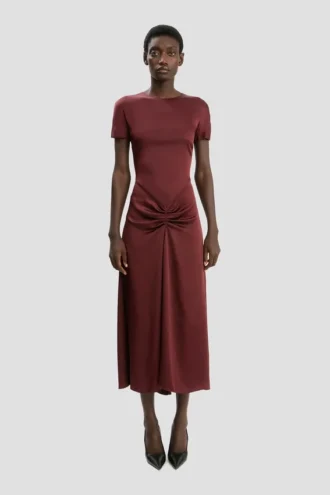 Blaire midi-jurk in cinnabar rood