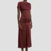 Blaire midi-jurk in cinnabar rood Blaire midi-jurk in cinnabar rood
