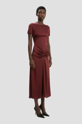 Blaire midi-jurk in cinnabar rood