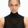 Bodysuit met hoge hals in zwart