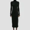 Button midi-rok in zwart