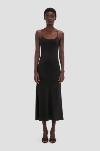 Cami midi-jurk in zwart