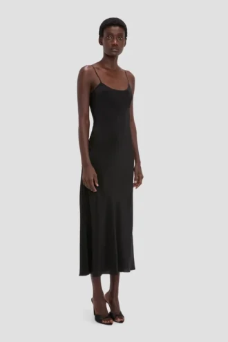 Cami midi-jurk in zwart