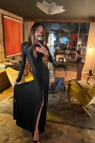 Cut-out jurk in zwart