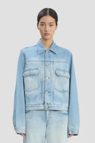 Denim truckerjack in heritage blauw