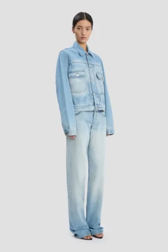 Denim truckerjack in heritage blauw