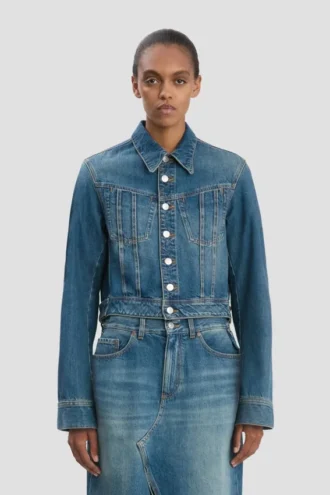 Denimjas in middenblauwe wassing