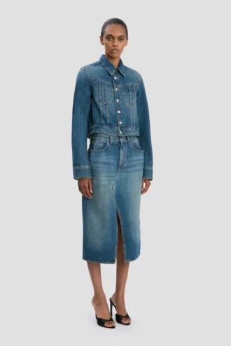 Denimjas in middenblauwe wassing