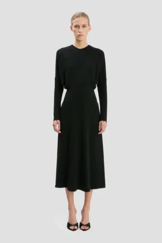 Dolman midi-jurk in zwart