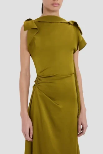 Drape midi-jurk in mosgroen