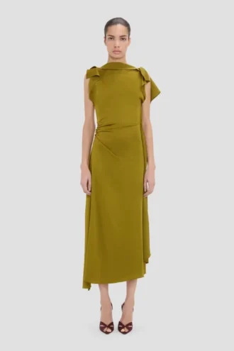 Drape midi-jurk in mosgroen