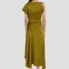 Drape midi-jurk in mosgroen Drape midi-jurk in mosgroen