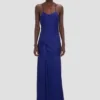 Draped cami gown in helder indigo