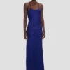 Draped cami gown in helder indigo