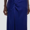 Draped cami gown in helder indigo
