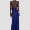 Draped cami gown in helder indigo