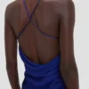 Draped cami gown in helder indigo