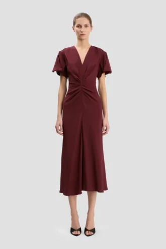 Eve midi-jurk in bordeaux