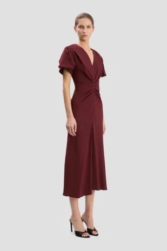 Eve midi-jurk in bordeaux
