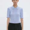 Frill-poloshirt in wolkenblauw