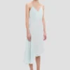 Gecrushte midi-camisolejurk in aquamarijn