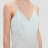 Gecrushte midi-camisolejurk in aquamarijn