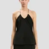 Geraffelde cami-top in zwart