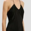 Geraffelde cami-top in zwart