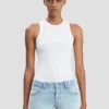 Geribde tanktop in wit