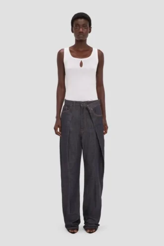 Jeans met vouwdetail in indigo
