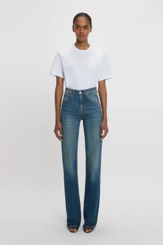 Julia stretchjeans in middenblauw