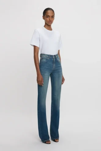 Julia stretchjeans in middenblauw