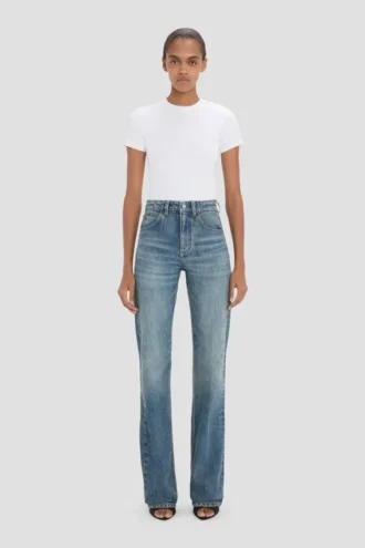Julia stretchjeans in versleten blauwe wassing