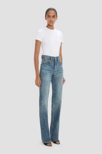 Julia stretchjeans in versleten blauwe wassing