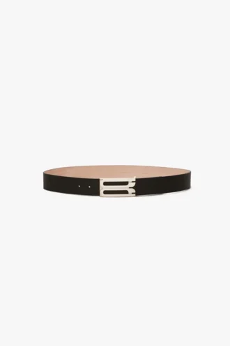 Jumbo Dorian-riem met zilveren gesp van zwart generfd leer Jumbo Dorian-riem met zilveren gesp van zwart generfd leer