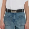 Jumbo Dorian-riem met zilveren gesp van zwart generfd leer Jumbo Dorian-riem met zilveren gesp van zwart generfd leer