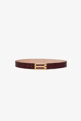 Jumbo Dorian-riem van bordeauxrood kalfsleer met krokodillenreliëf