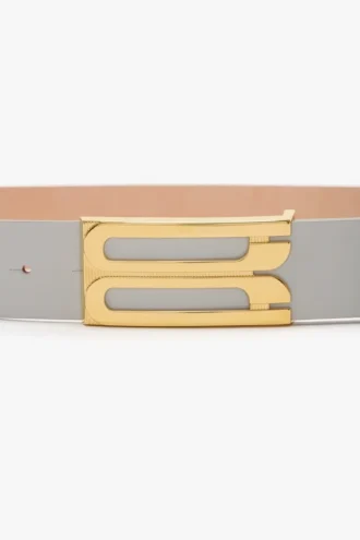 Jumbo Dorian-riem van glanzend magnesiumkleurig leer