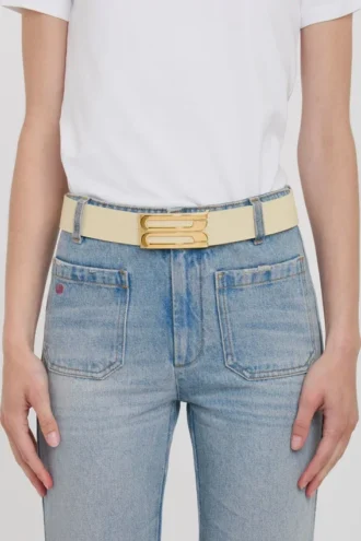Jumbo Dorian-riem van ivoorkleurig generfd leer