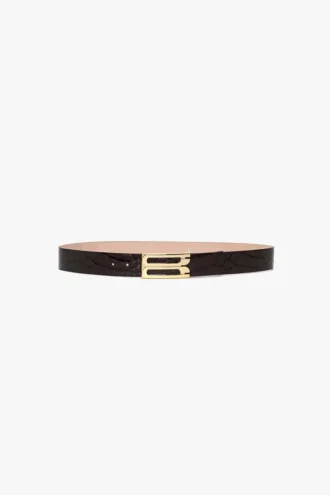 Jumbo Dorian-riem van kalfsleer met espresso-kleurig krokodillenreliëf Jumbo Dorian-riem van kalfsleer met espresso-kleurig krokodillenreliëf
