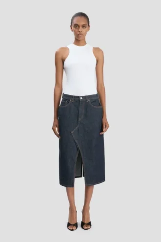 Kick pocket denim rok in lichte wassing