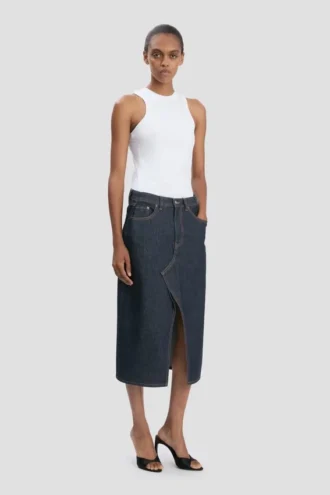 Kick pocket denim rok in lichte wassing