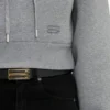 Korte, gestructureerde hoodie in grijs gemêleerd