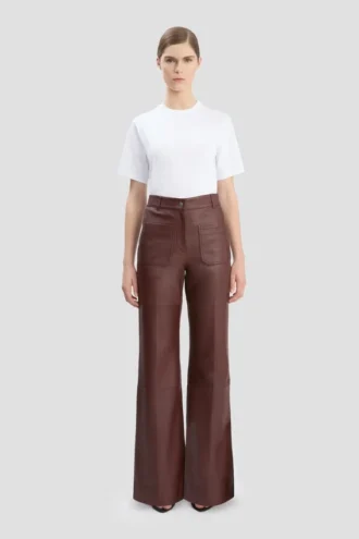 Leren Alina-broek in bordeauxrood