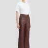 Leren Alina-broek in bordeauxrood