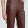 Leren Alina-broek in bordeauxrood