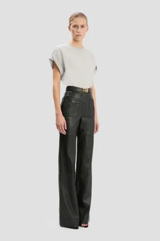 Leren Alina-broek in zwart
