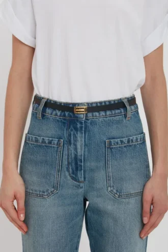 Micro Dorian-riem in zwart leer